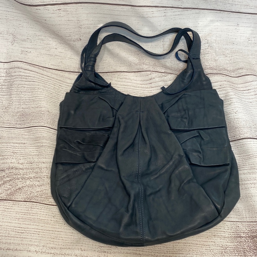 Blue hobo Anthropologie Miss Albright Leather shoulder bag purse